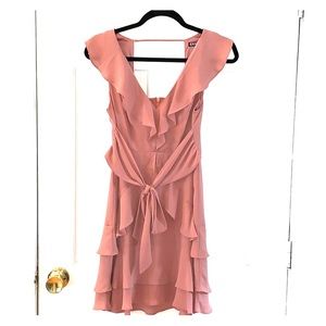 Dark pink, chiffon, dress.